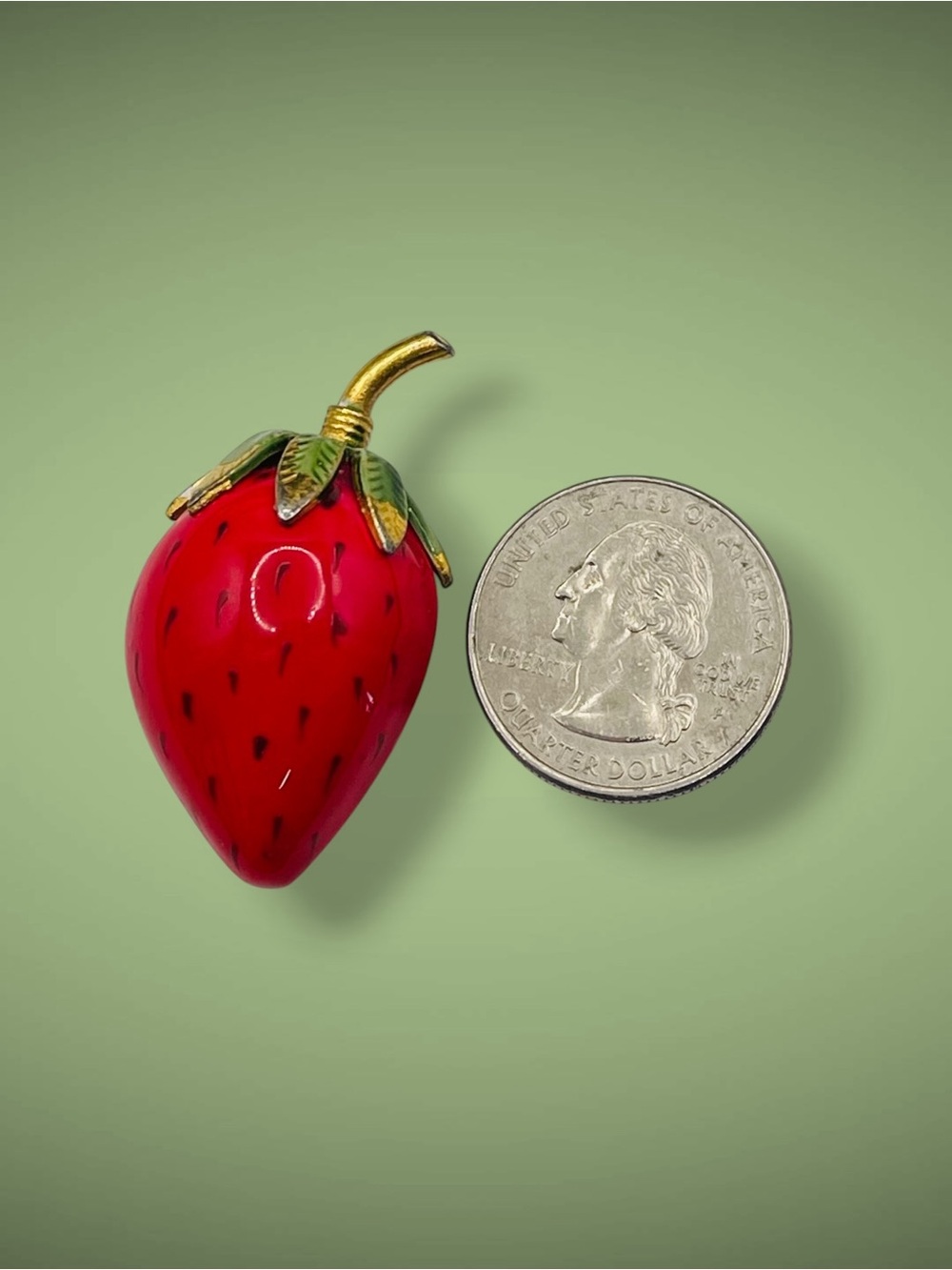 Cute Vintage Original by Robert 3D Enamel Strawberry Brooch Pin Collectible - Picture 11 of 16